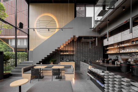 国外餐厅设计案例：完美演绎现代主义美学，曼谷异域风情Kaizen咖啡店