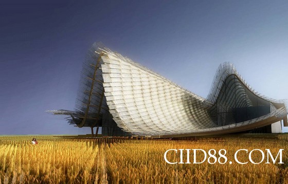 中国馆在米兰世博会的建筑设计造形如同田野上的“麦浪”,中国国家馆,建筑设计