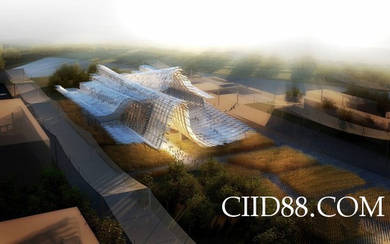 中国馆在米兰世博会的建筑设计造形如同田野上的“麦浪”,中国国家馆,建筑设计